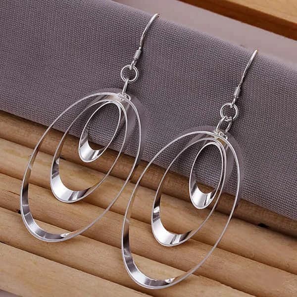 Womens Girls 925 Sterling Silver Round Circle Drop Hook Earrings Jewellery Gift
