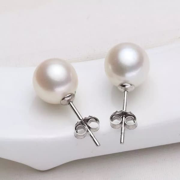 Beatutiful Pearl Stud Earrings 925 Sterling Silver Womens Girls Jewellery Gift
