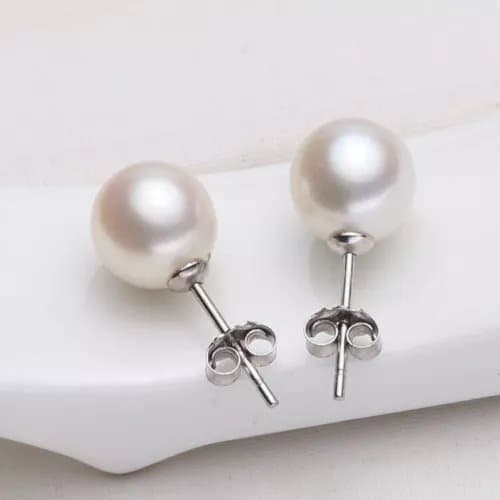 Beatutiful Pearl Stud Earrings 925 Sterling Silver Womens Girls Jewellery Gift