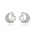 Miniatyrbilde 7 av 8: Crystal Moon Star Pearl Stud earrings 925 Sterling Silver Women Girls Jewellery