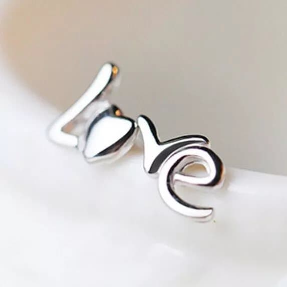 925 Sterling Silver Written Love Heart Stud Earrings Womens Girls Jewellery Gift