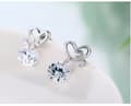 Miniatyrbilde 5 av 8: Women 925 Sterling Silver Crystal Heart Butterfly Stud Earrings Valentine’s Gift