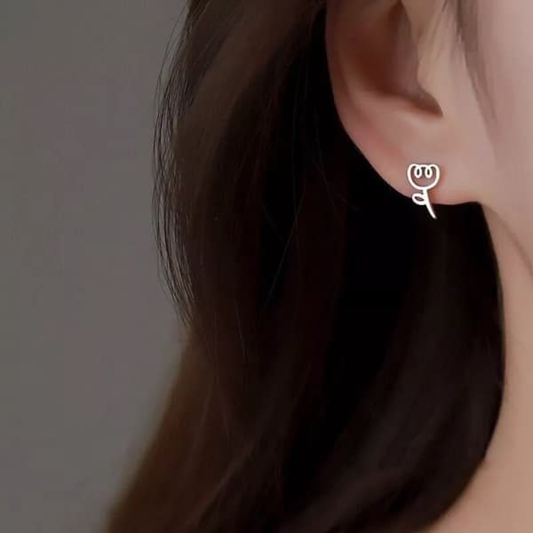 925 Sterling Silver Lovely Tulip Flower Stud Earrings Women Girls Jewellery Gift