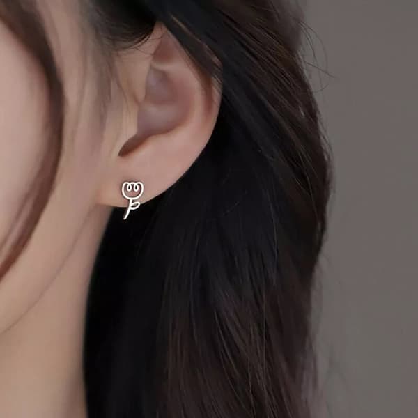 925 Sterling Silver Lovely Tulip Flower Stud Earrings Women Girls Jewellery Gift