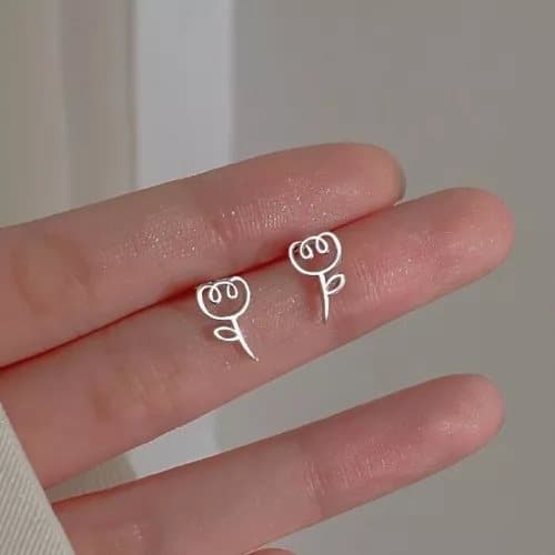 925 Sterling Silver Lovely Tulip Flower Stud Earrings Women Girls Jewellery Gift