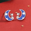 Miniatyrbilde 1 av 5: 925 Sterling Silver Cute Moon Star Cat Stud Earrings Jewellery Women Girls Gift