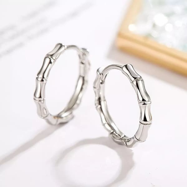 Womens Girls 925 Sterling Silver Bamboo Hoop Earrings Jewellery Gift UK
