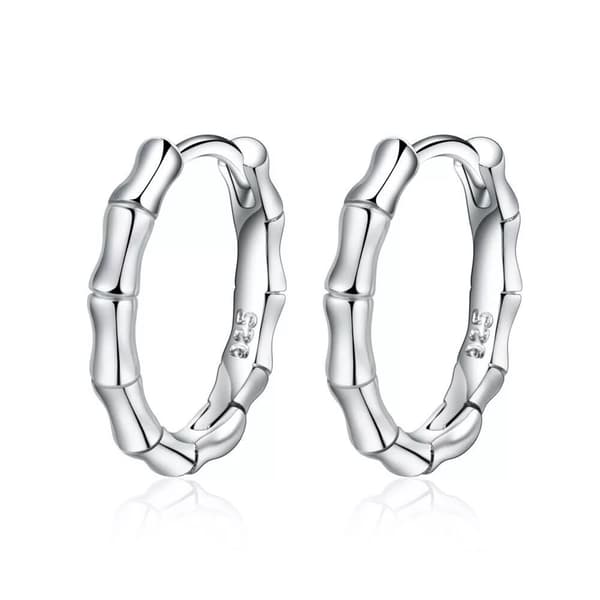 Womens Girls 925 Sterling Silver Bamboo Hoop Earrings Jewellery Gift UK