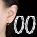 Miniatyrbilde 2 av 7: Womens Girls 925 Sterling Silver Bamboo Hoop Earrings Jewellery Gift UK
