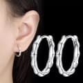 Miniatyrbilde 1 av 7: Womens Girls 925 Sterling Silver Bamboo Hoop Earrings Jewellery Gift UK