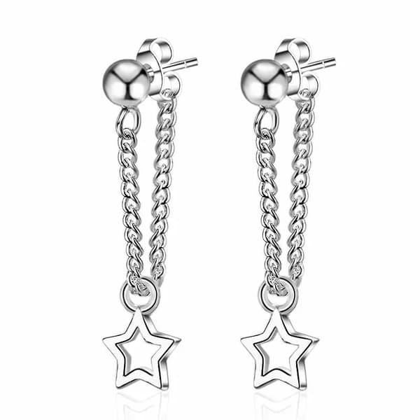 Women Girls 925 Sterling Silver Star Dangle Drop Stud Earrings Jewellery Gift UK