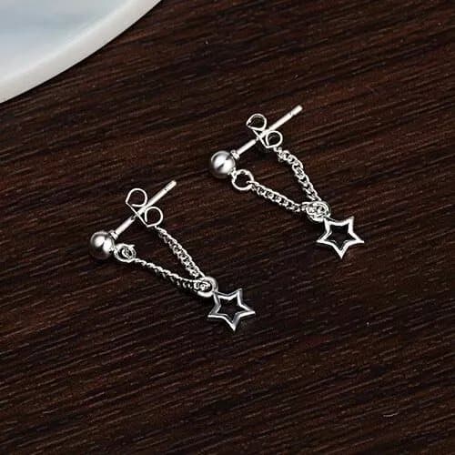 Women Girls 925 Sterling Silver Star Dangle Drop Stud Earrings Jewellery Gift UK