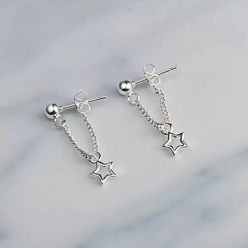 Women Girls 925 Sterling Silver Star Dangle Drop Stud Earrings Jewellery Gift UK