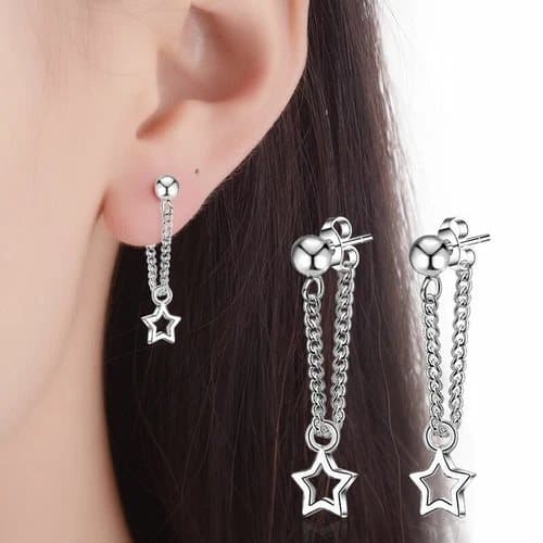 Women Girls 925 Sterling Silver Star Dangle Drop Stud Earrings Jewellery Gift UK