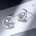 Miniatyrbilde 3 av 7: Womens Girls 925 Sterling Silver Crystal Moon Cats Stud Earrings Jewellery Gift
