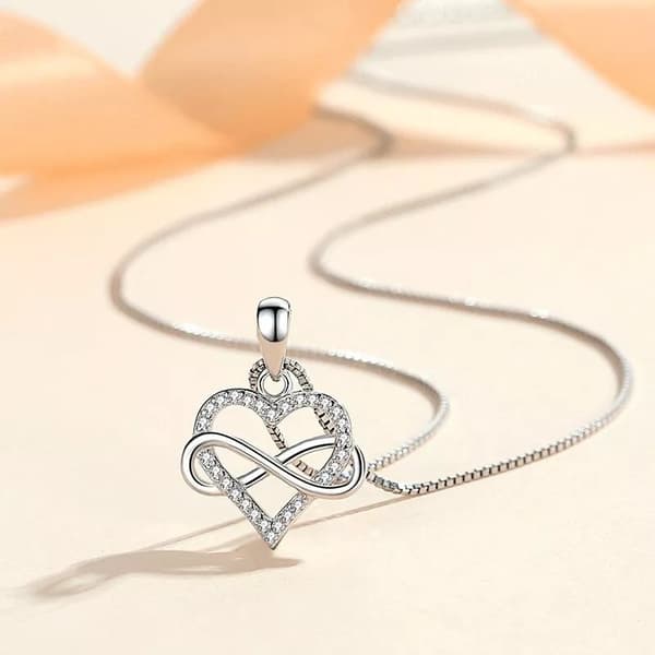 925 Sterling Silver Crystal Heart Pendant Necklace Women Girls Jewellery Gift