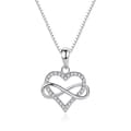Miniatyrbilde 5 av 6: 925 Sterling Silver Crystal Heart Pendant Necklace Women Girls Jewellery Gift