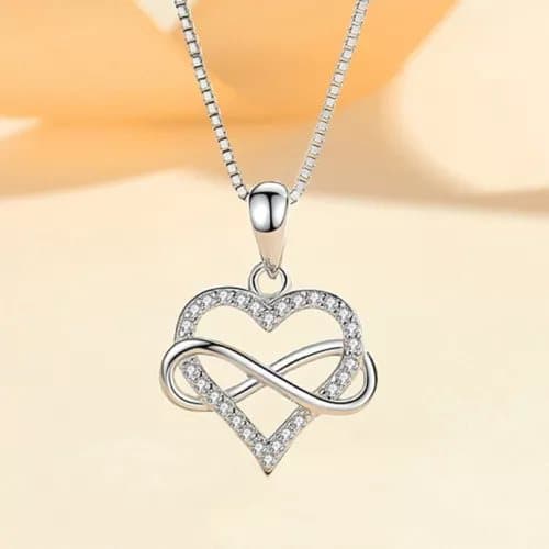 925 Sterling Silver Crystal Heart Pendant Necklace Women Girls Jewellery Gift