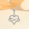 Miniatyrbilde 1 av 6: 925 Sterling Silver Crystal Heart Pendant Necklace Women Girls Jewellery Gift