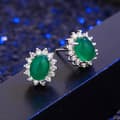Miniatyrbilde 3 av 8: 925 Sterling Silver Crystal Green Jade Stud Earrings Jewellery Women Gift