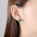 Miniatyrbilde 4 av 8: 925 Sterling Silver Crystal Green Jade Stud Earrings Jewellery Women Gift