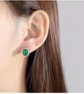 Miniatyrbilde 6 av 8: 925 Sterling Silver Crystal Green Jade Stud Earrings Jewellery Women Gift