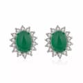 Miniatyrbilde 7 av 8: 925 Sterling Silver Crystal Green Jade Stud Earrings Jewellery Women Gift