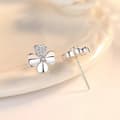 Miniatyrbilde 3 av 7: Womens Girls 925 Sterling Silver Crystal Heart Clover Stud Earrings Jewellery UK