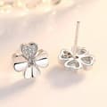 Miniatyrbilde 5 av 7: Womens Girls 925 Sterling Silver Crystal Heart Clover Stud Earrings Jewellery UK