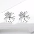 Miniatyrbilde 6 av 7: Womens Girls 925 Sterling Silver Crystal Heart Clover Stud Earrings Jewellery UK