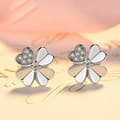 Miniatyrbilde 2 av 7: Womens Girls 925 Sterling Silver Crystal Heart Clover Stud Earrings Jewellery UK