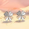 Miniatyrbilde 1 av 7: Womens Girls 925 Sterling Silver Crystal Heart Clover Stud Earrings Jewellery UK