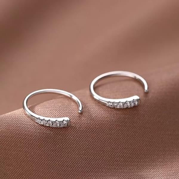 925 Sterling Silver Crystal Round Dangle Earrings Women Girls Jewellery Gift UK