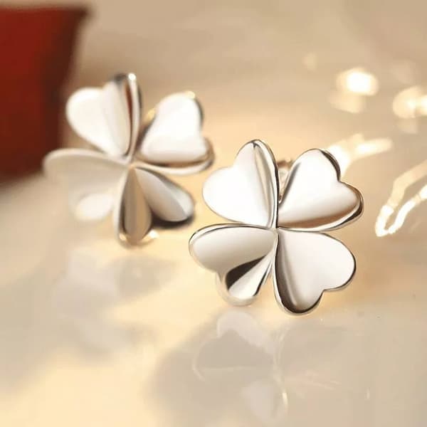 925 Sterling Silver Love Clover Stud Earrings Womens Girls Jewellery Gift