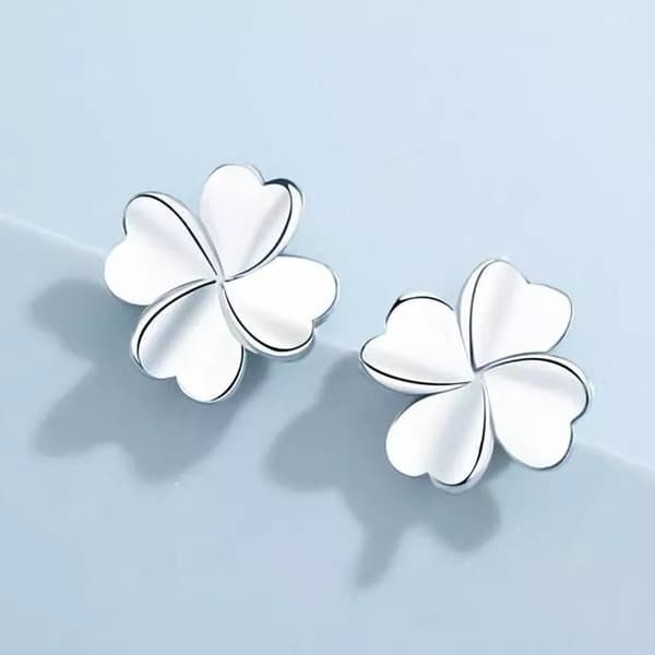 925 Sterling Silver Love Clover Stud Earrings Womens Girls Jewellery Gift
