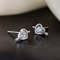 Miniatyrbilde 3 av 7: 925 Sterling Silver Crystal Love Heart Stud Earrings Women Girls Jewellery Gift