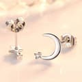 Miniatyrbillede 3 af 9: Crystal Moon Star Stud Earrings 925 Sterling Silver Women Girls Jewellery Gift