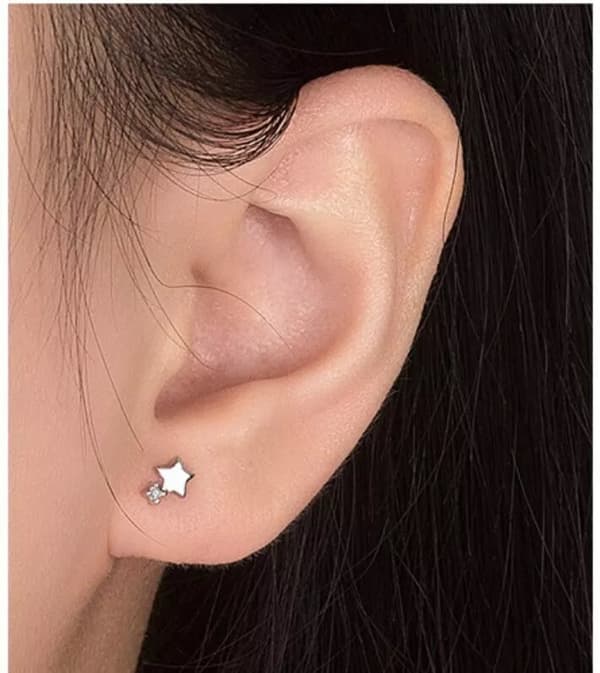 Crystal Moon Star Stud Earrings 925 Sterling Silver Women Girls Jewellery Gift