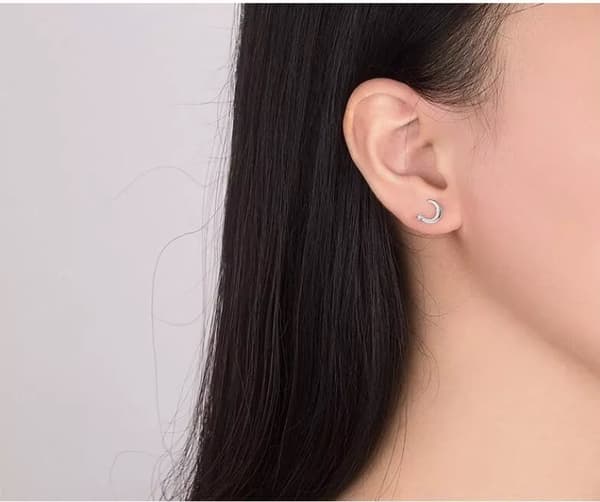 Crystal Moon Star Stud Earrings 925 Sterling Silver Women Girls Jewellery Gift