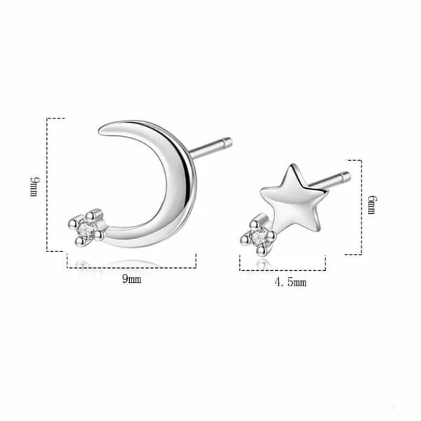 Crystal Moon Star Stud Earrings 925 Sterling Silver Women Girls Jewellery Gift