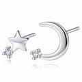 Miniatyrbillede 8 af 9: Crystal Moon Star Stud Earrings 925 Sterling Silver Women Girls Jewellery Gift