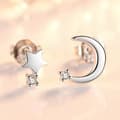 Miniatyrbillede 1 af 9: Crystal Moon Star Stud Earrings 925 Sterling Silver Women Girls Jewellery Gift