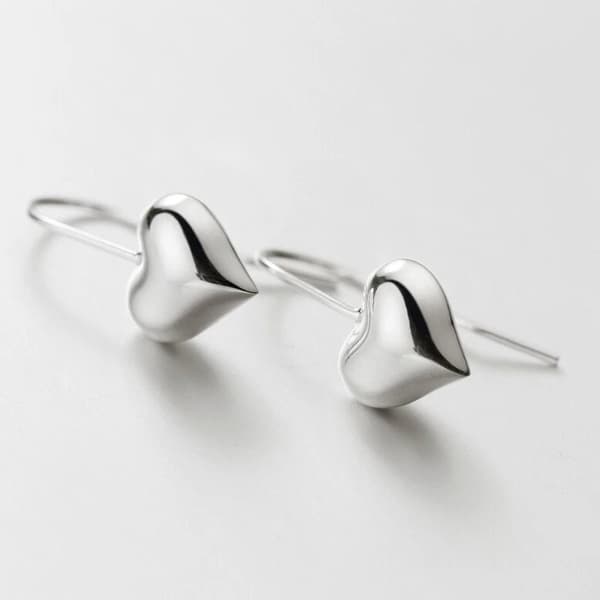 Fashion Heart Hook Earrings 925 Sterling Silver Women Girl Jewellery Gift UK