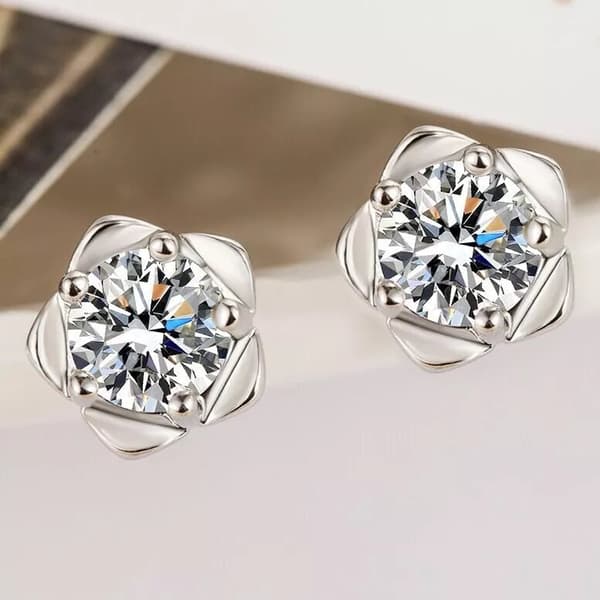 Crystal Star Stud Earrings Women Girls 925 Sterling Silver Jewellery Gift UK