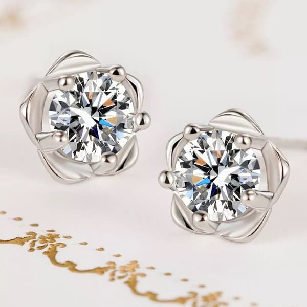 Crystal Star Stud Earrings Women Girls 925 Sterling Silver Jewellery Gift UK