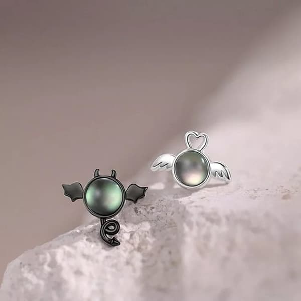 925 Sterling Silver Angel Demon Stud Earrings Jewellery Women Girls Gift UK
