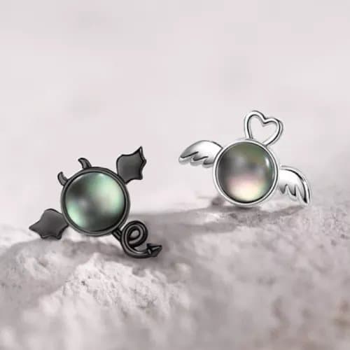 925 Sterling Silver Angel Demon Stud Earrings Jewellery Women Girls Gift UK