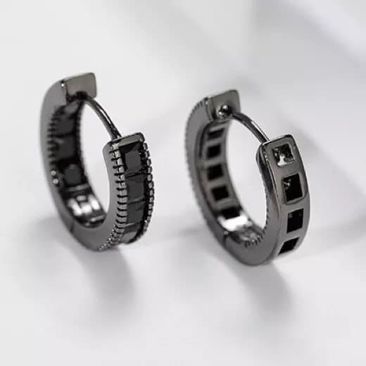 925 Sterling Silver Black Crystal Hoop Earrings Jewellery Women Girls Gift UK