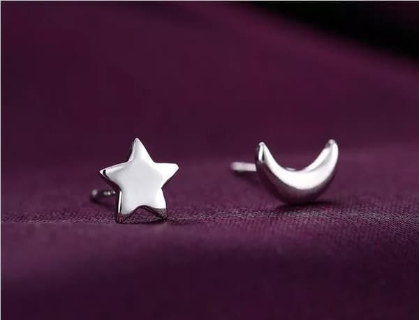 Womens Girls 925 Sterling Silver Mini Moon Star Stud Earrings Jewellery Gift UK