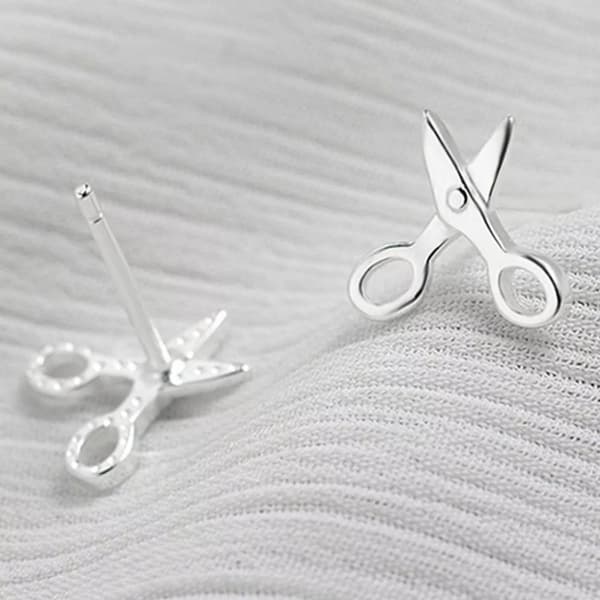 Women Girls Fashion Mini Scissor Stud Earrings 925 Sterling Silver Jewellery UK